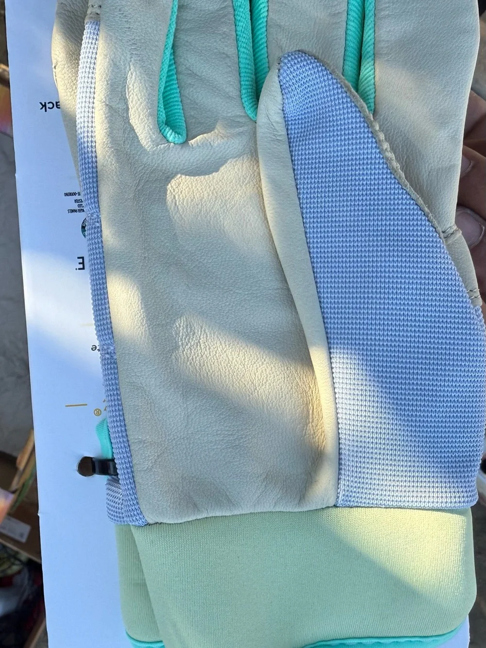 Women's Aqua/Tan Leather Work Gloves